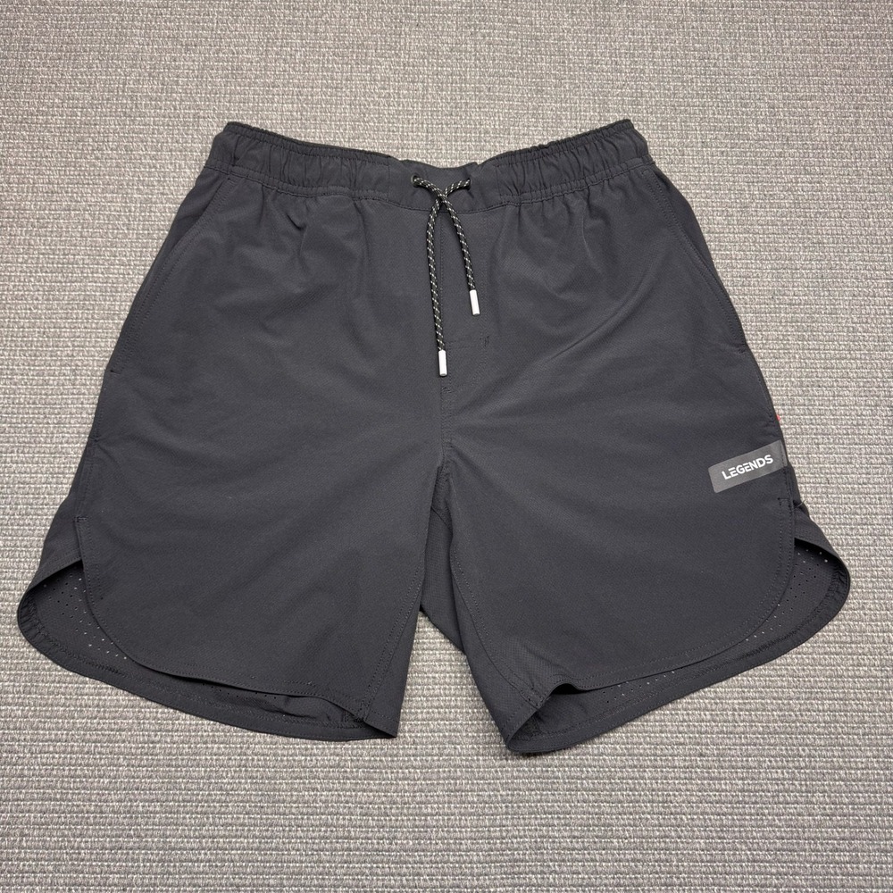 Legends Luka Shorts Mens Medium Black Lined Athletic Training Gym Run 7 Inseam